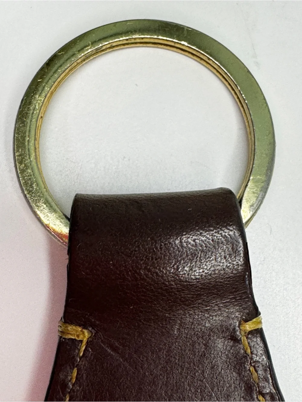 Dooney & Bourke Brown Leather Key Ring with Gold Hardware